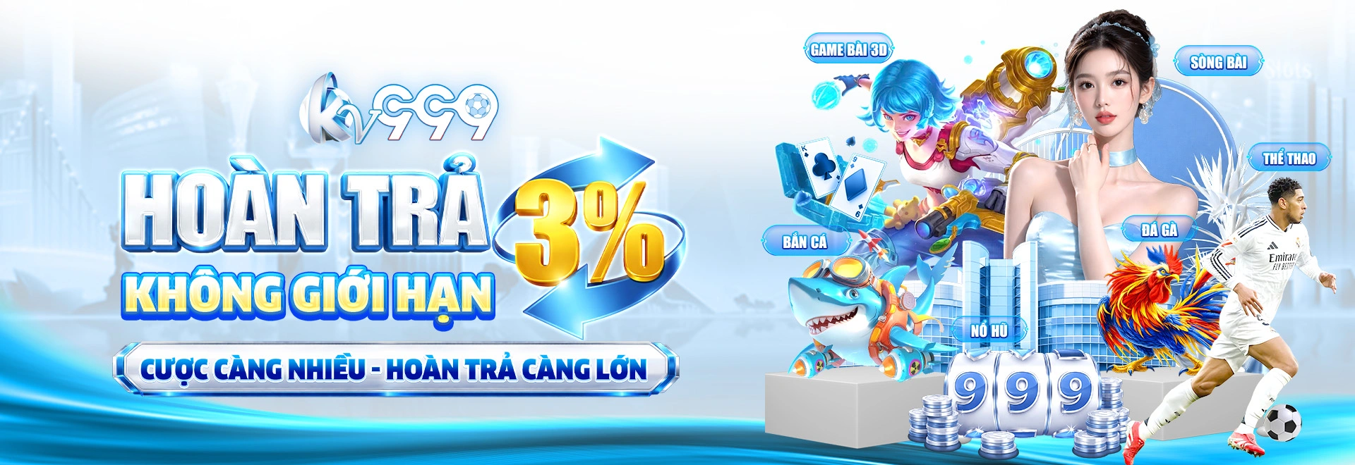 Hình ảnh chuyên mục Casino, Thể thao và kho game đa dạng tại Kv999